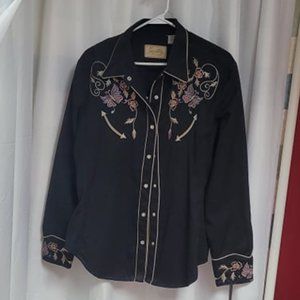 Scully Black Butterfly Western Shirt XL